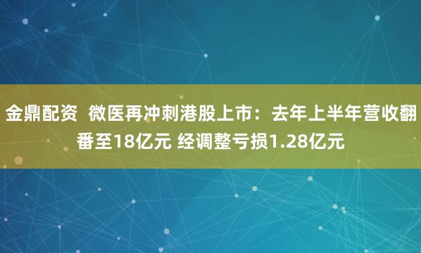 金鼎配资  微医再冲刺港股上市：去年上半年营收翻番至18亿元 经调整亏损1.28亿元