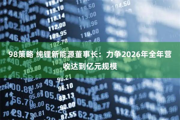 98策略 纯锂新能源董事长：力争2026年全年营收达到亿元规模